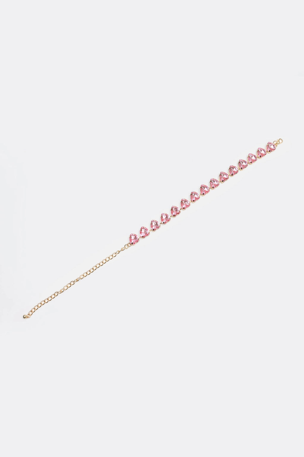 Stud Heart Shape Faux Pink Crystal Necklace