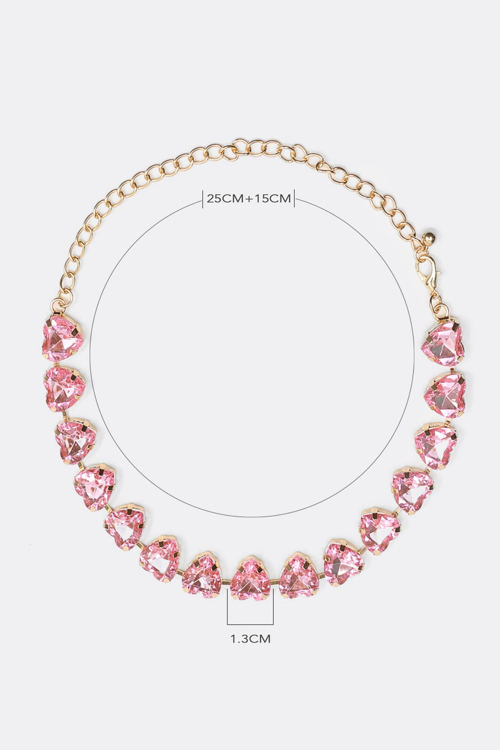 Stud Heart Shape Faux Pink Crystal Necklace