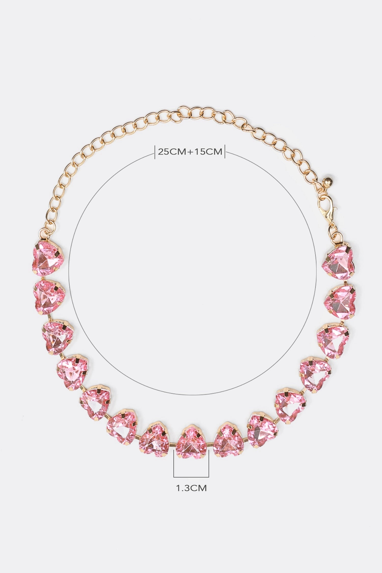 Stud Heart Shape Faux Pink Crystal Necklace