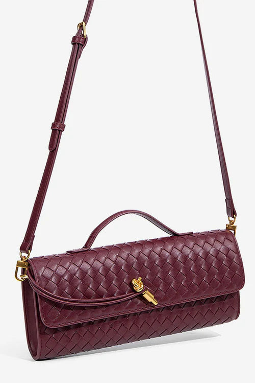 Elegant Woven Faux Leather Clutch