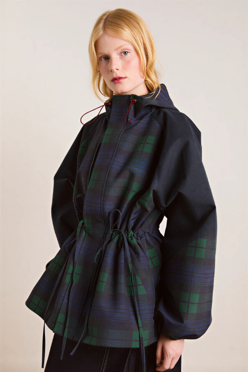 Navy Check Waterproof Raincoat