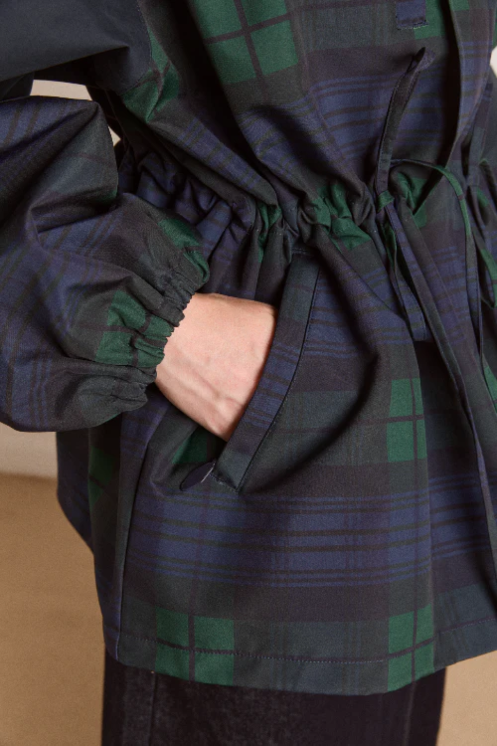 Navy Check Waterproof Raincoat