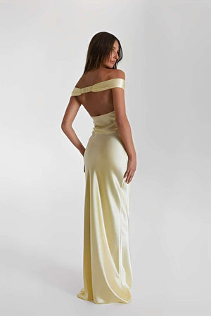 Charlotte Off Shoulder Yellow Maxi Dress