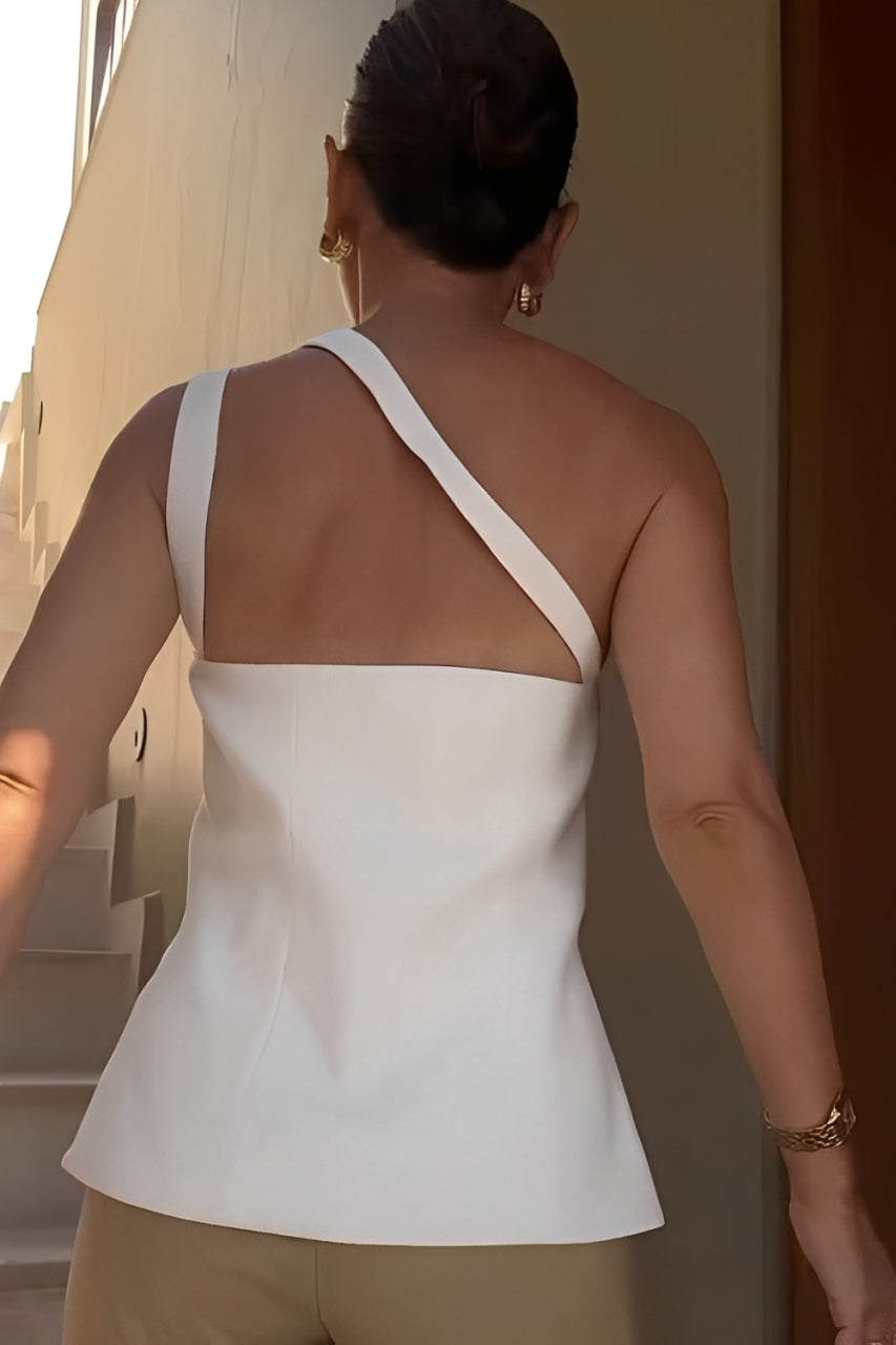 Ascent One Shoulder Button Detail Top