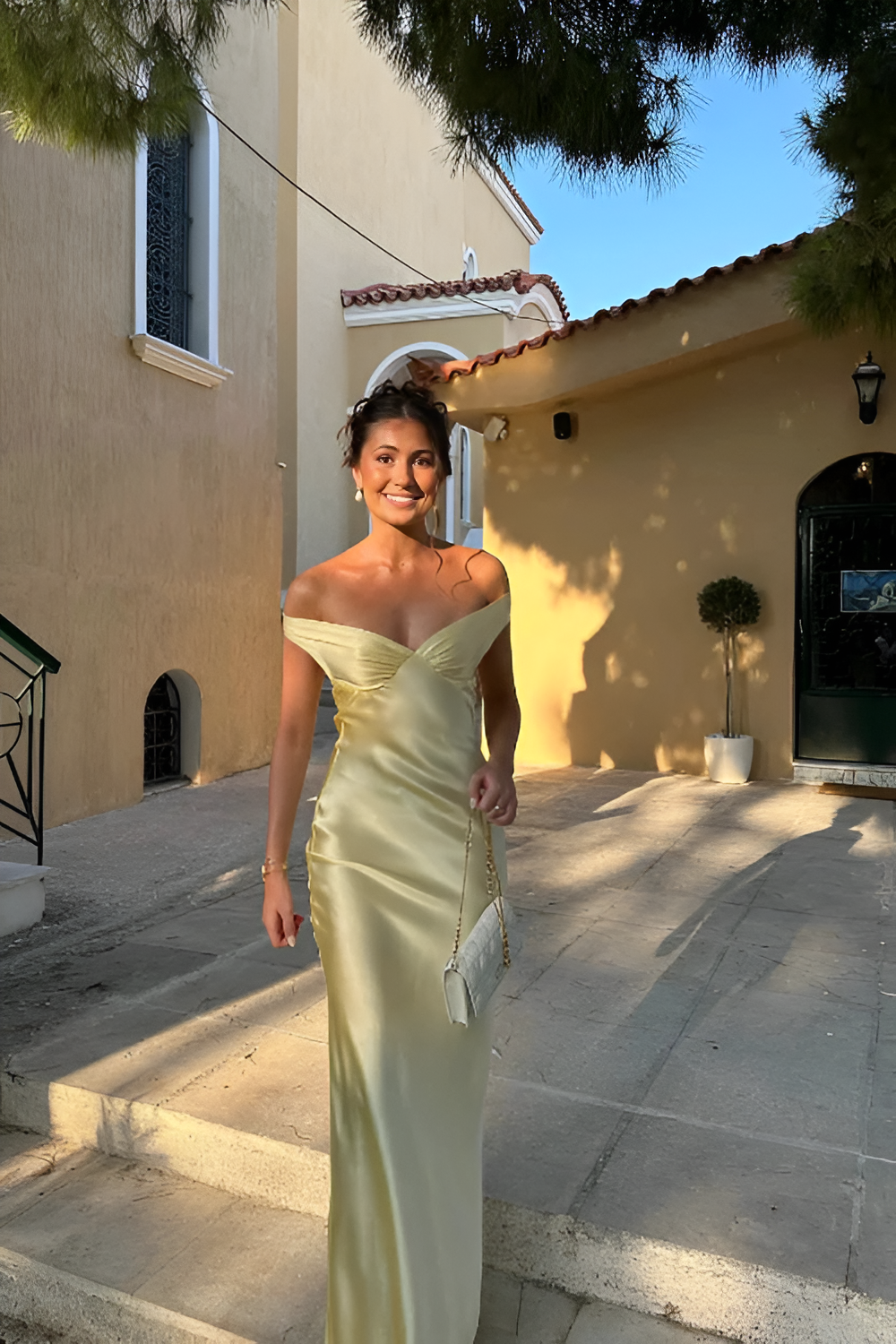 Charlotte Off Shoulder Yellow Maxi Dress