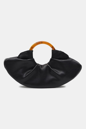 PU Leather Ruched Bag with Acrylic Handle