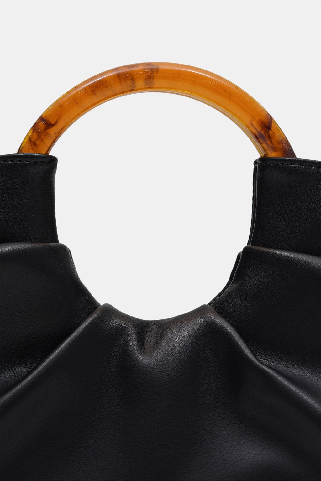 PU Leather Ruched Bag with Acrylic Handle