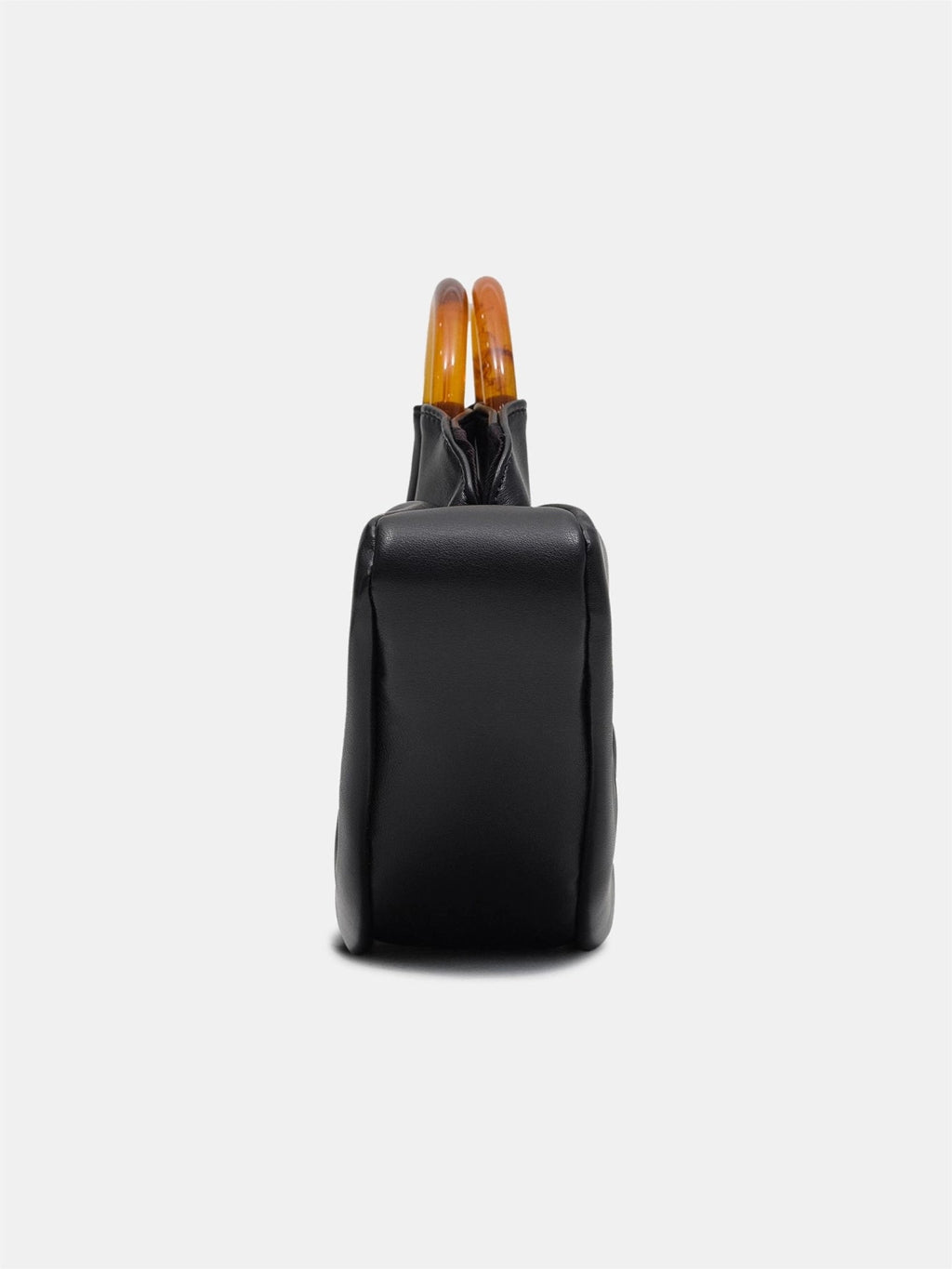 PU Leather Ruched Bag with Acrylic Handle