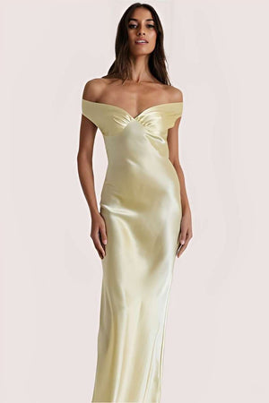 Charlotte Off Shoulder Yellow Maxi Dress