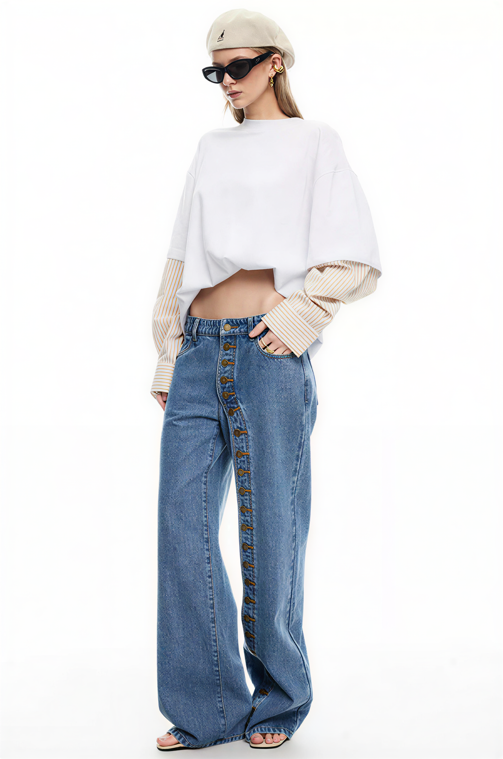 Women's Button Closure Penny Jeans