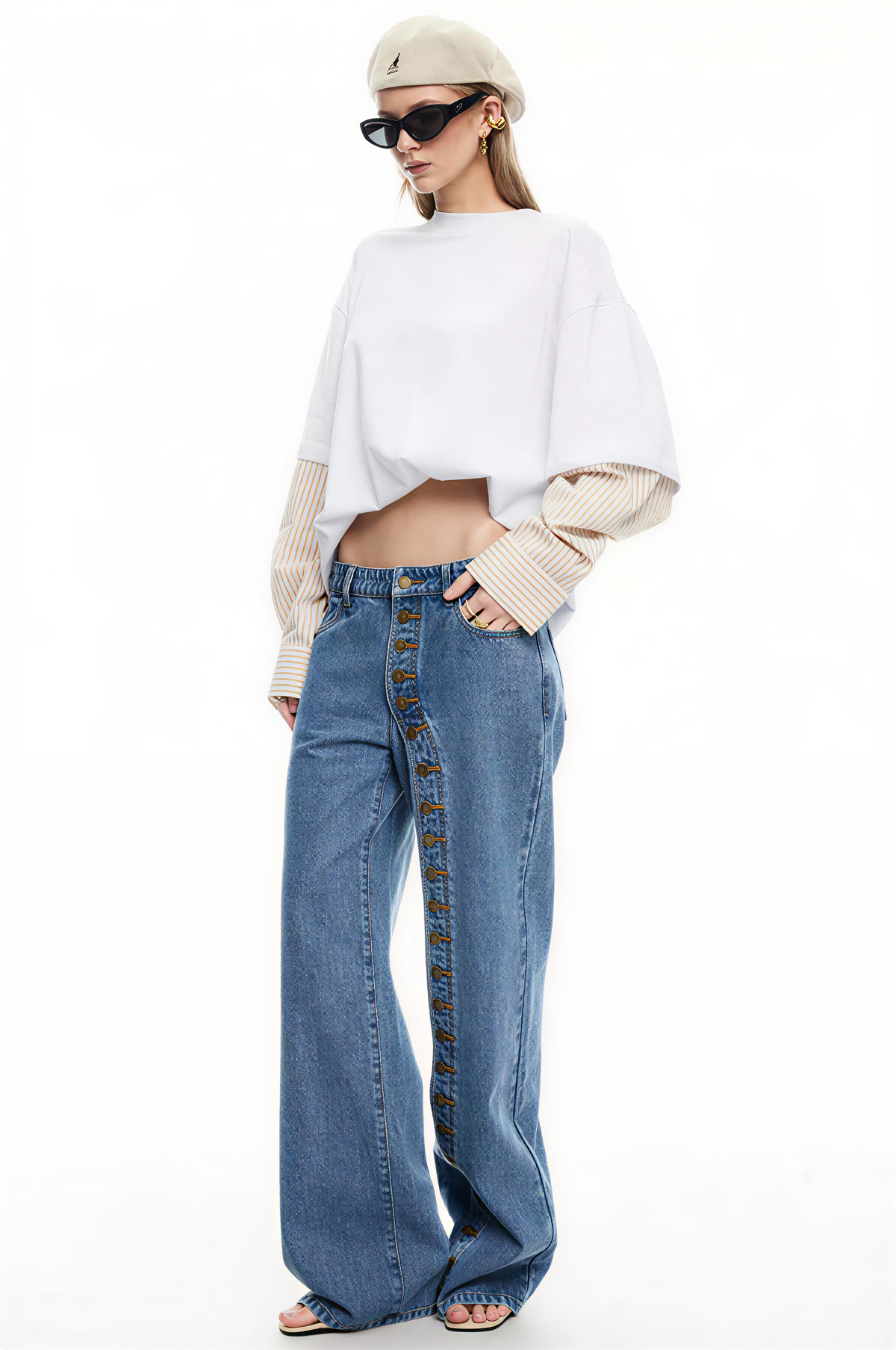 Women's Button Closure Penny Jeans