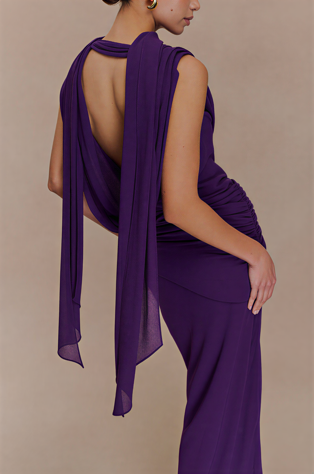 Chiffon Draped Maxi Dress