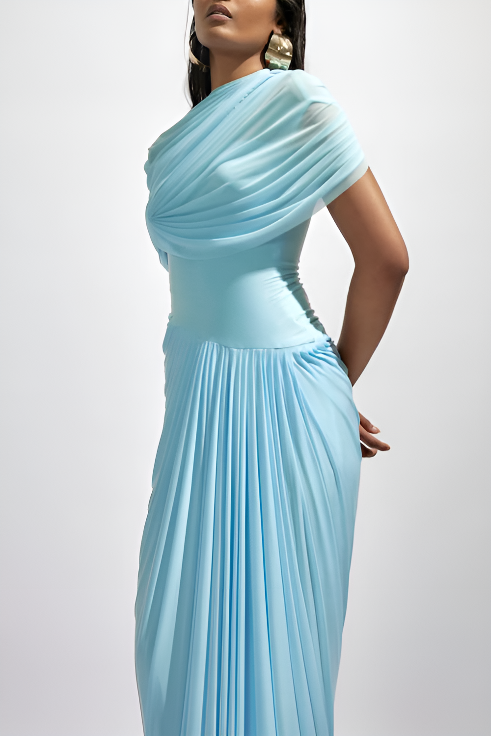 Asymmetric Draped Maxi Dress