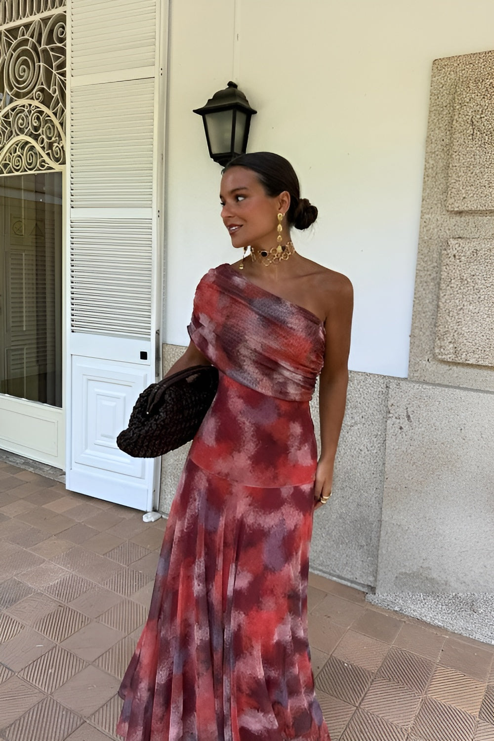 One Shoulder Tie Dye Maxi Dress