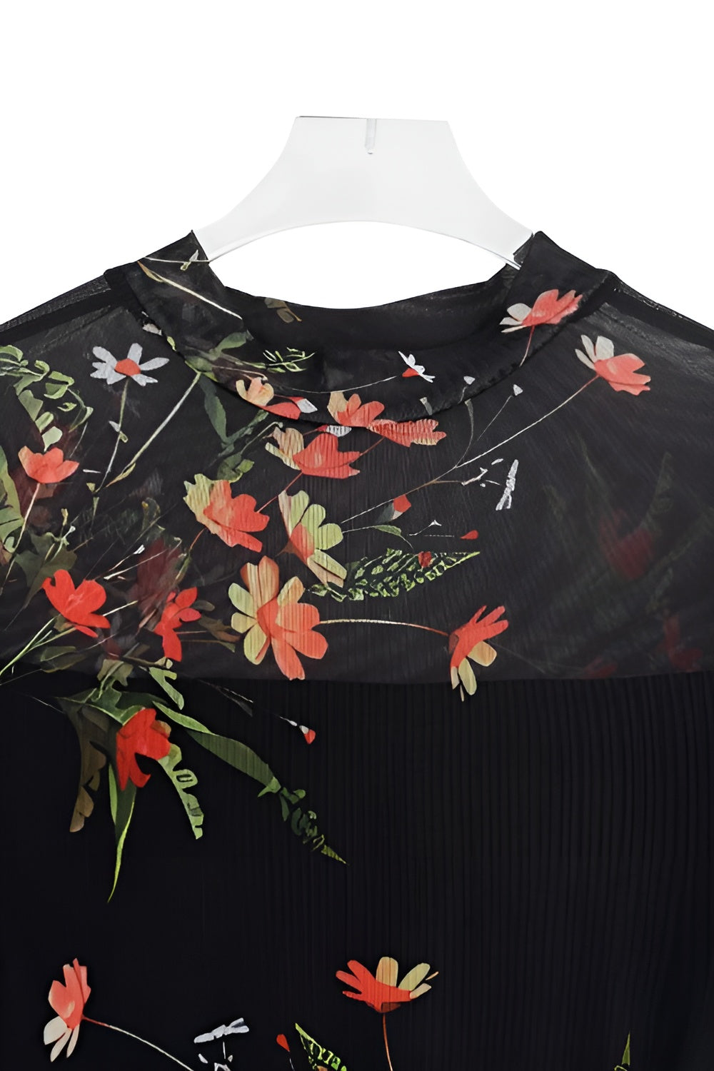 Black Floral Lace Sleeve Maxi Dress