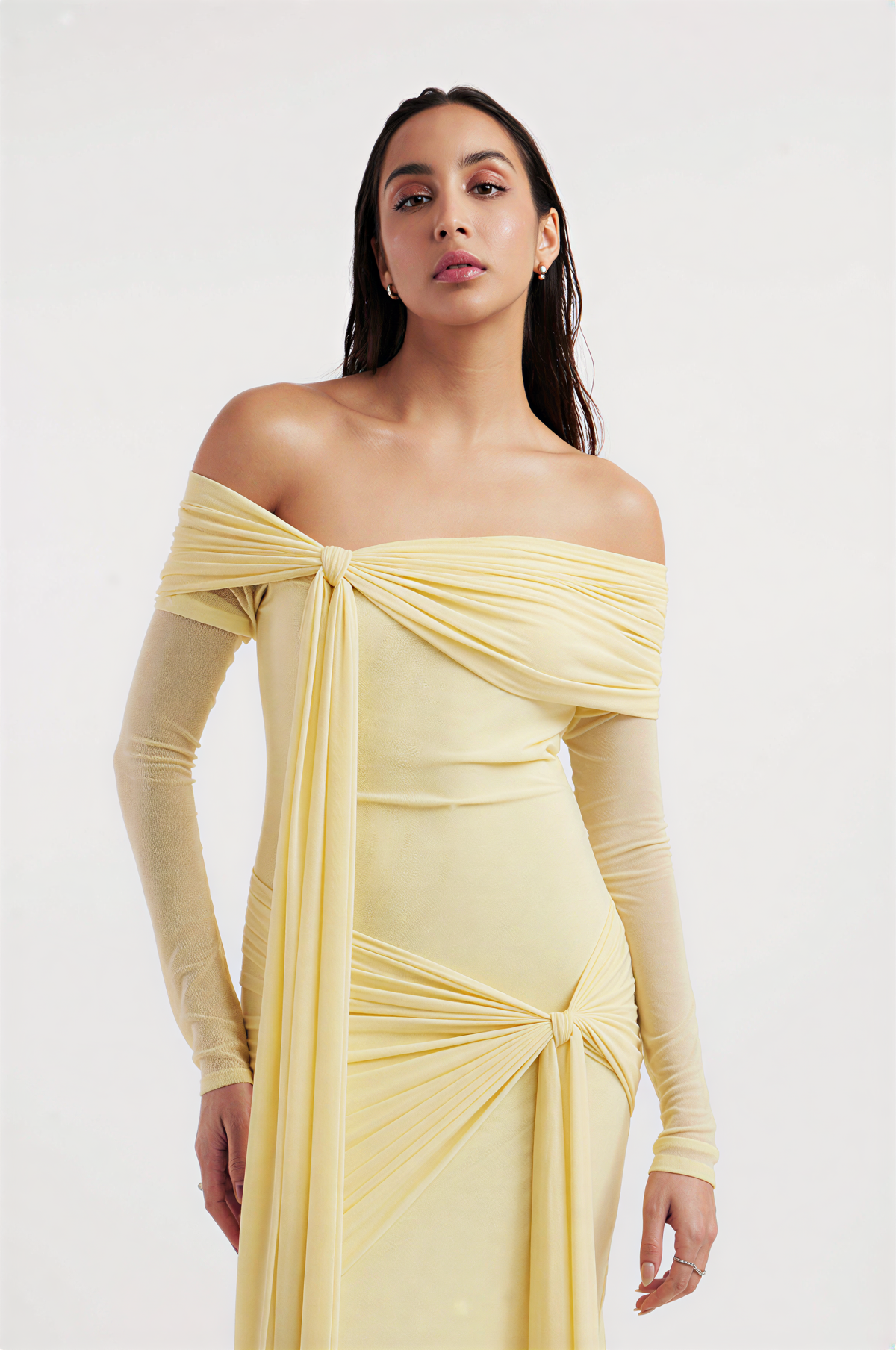 Solid Jersey Knotted Maxi Dress