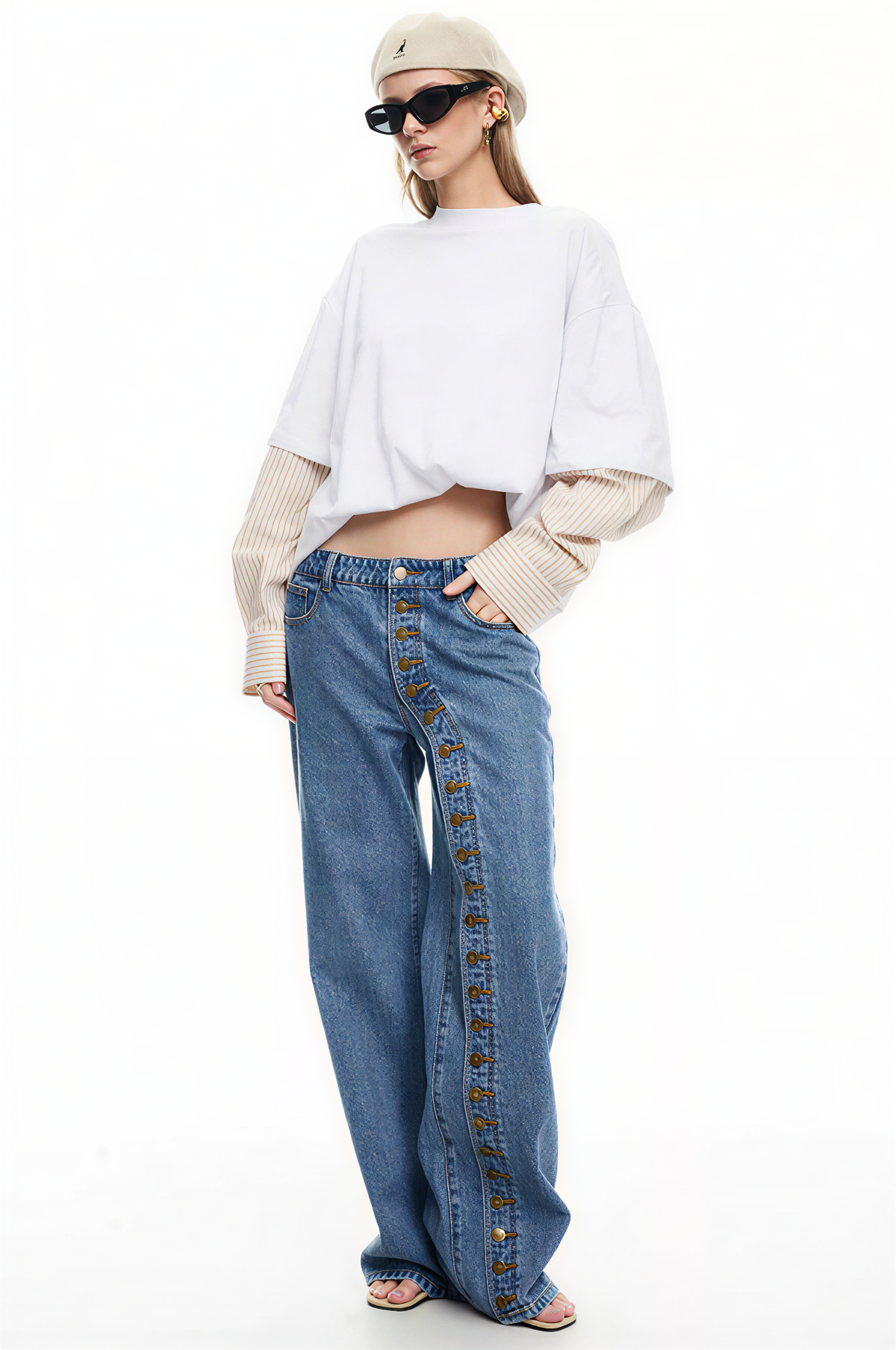 Women's Button Closure Penny Jeans