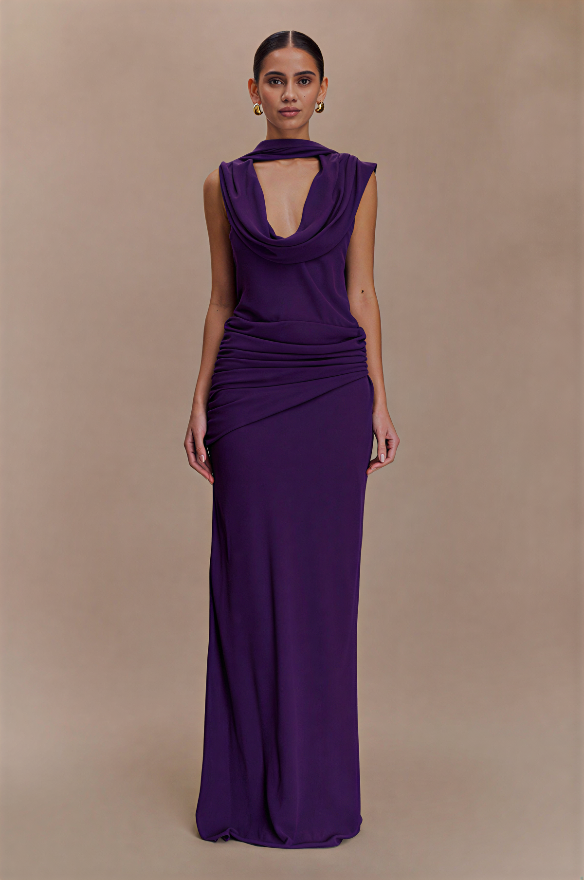 Chiffon Draped Maxi Dress