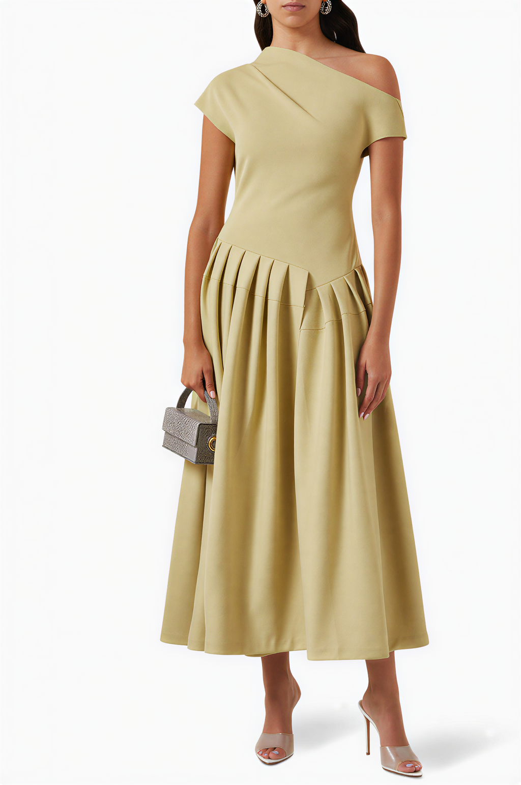 Solid Short Sleeve Midi Dress