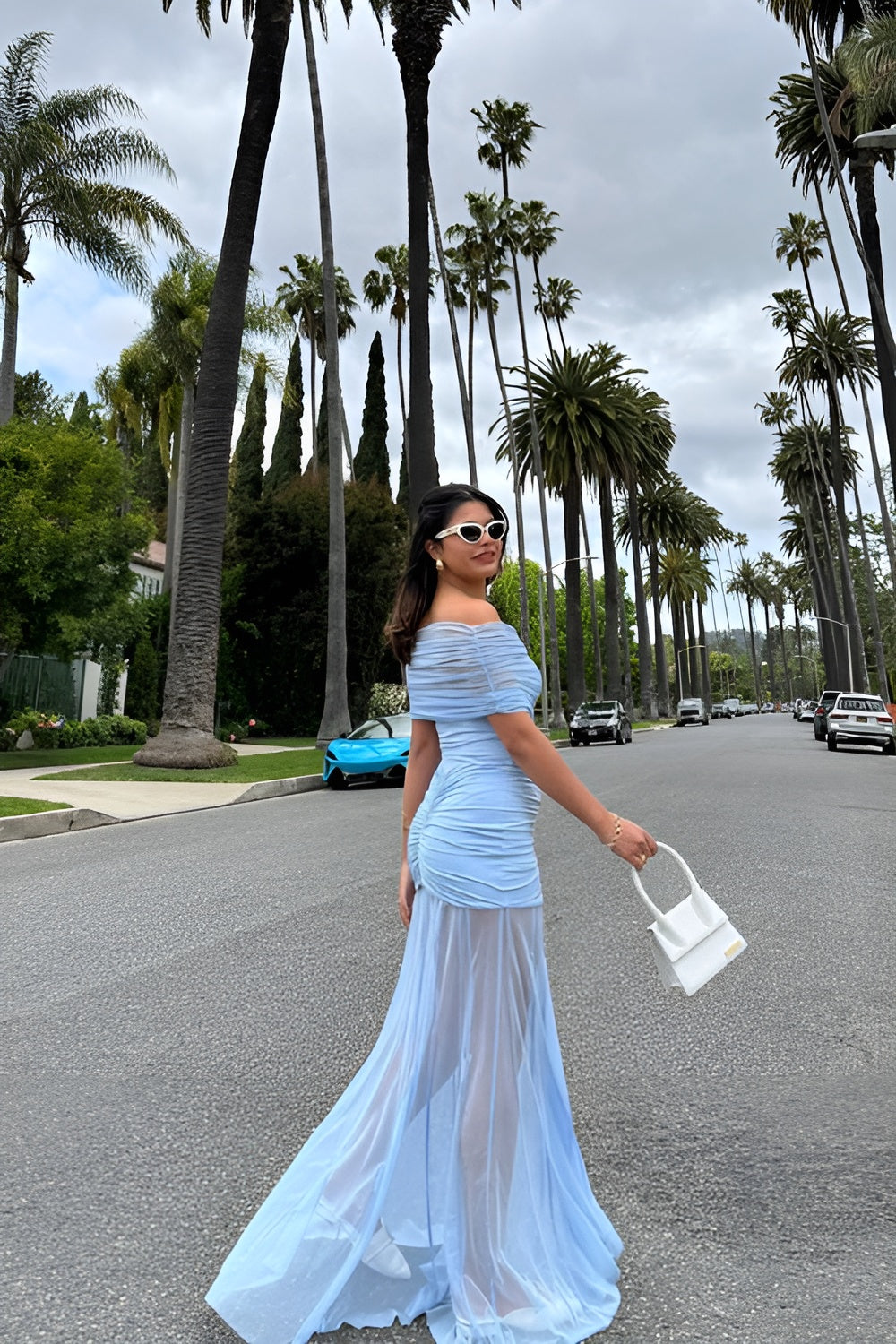 Slinky Off Shoulder Maxi Dress
