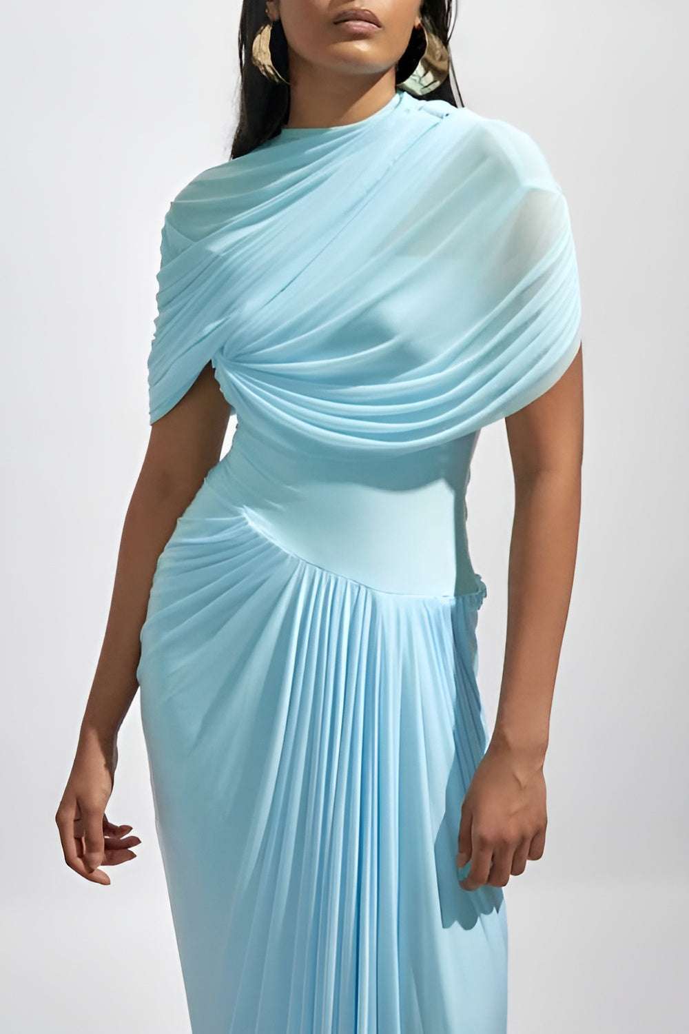 Asymmetric Draped Maxi Dress