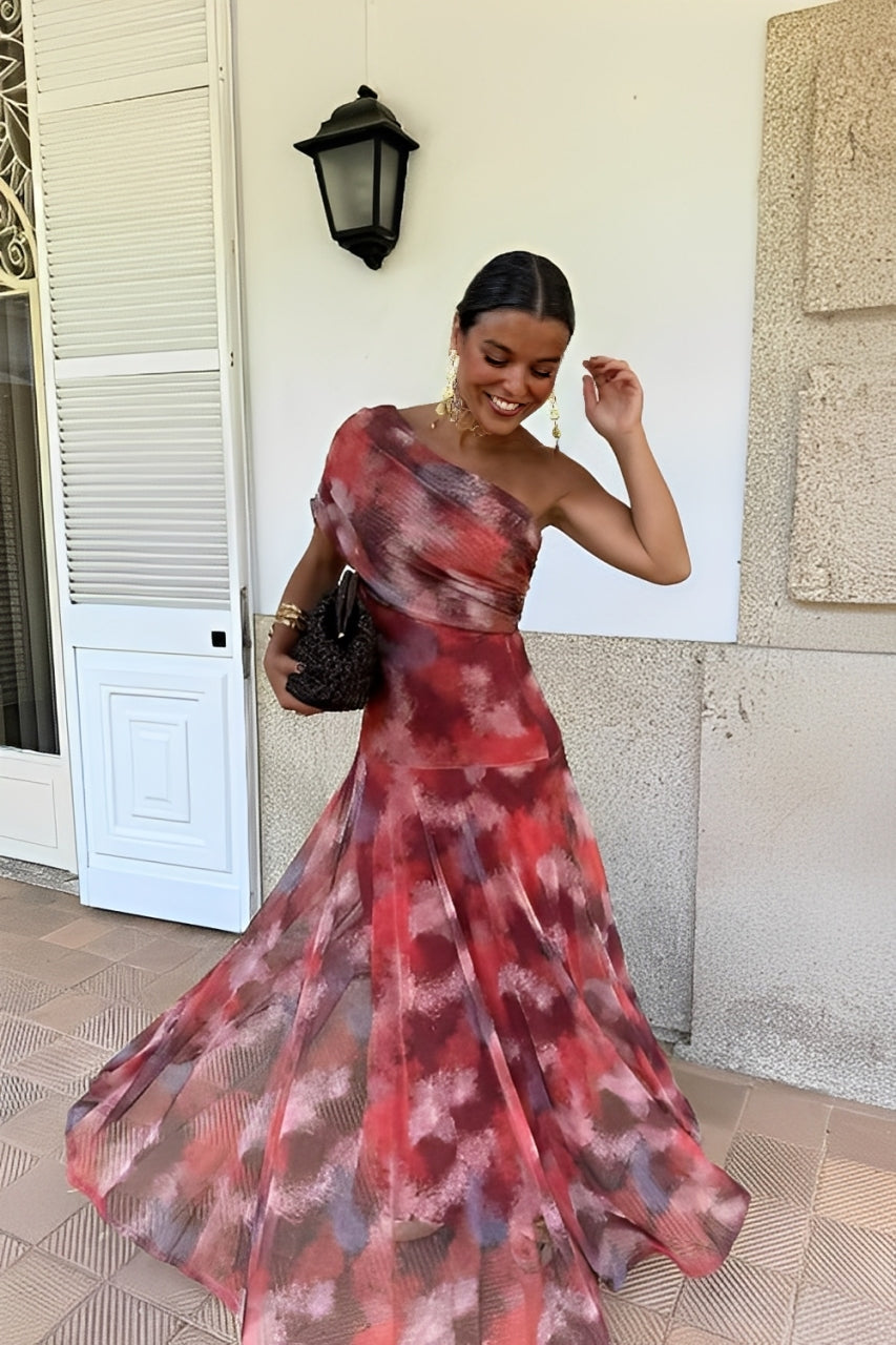One Shoulder Tie Dye Maxi Dress
