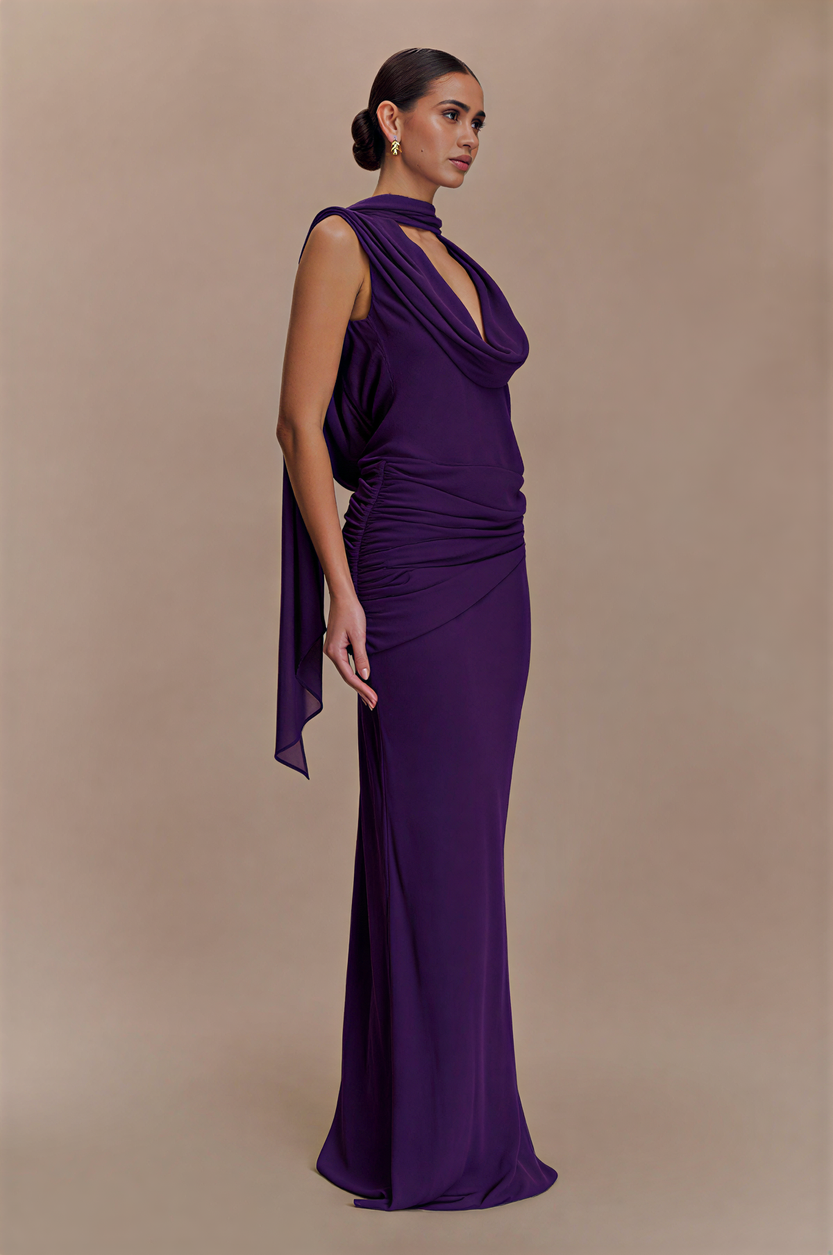 Chiffon Draped Maxi Dress