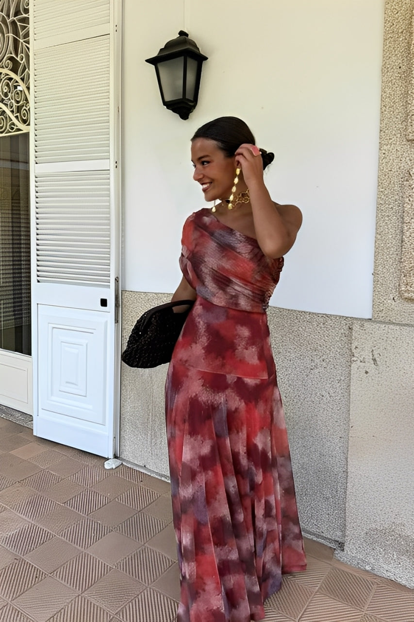 One Shoulder Tie Dye Maxi Dress