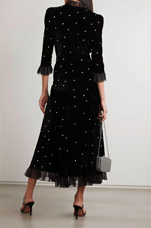 Velvet Mid Sleeve Maxi Dress