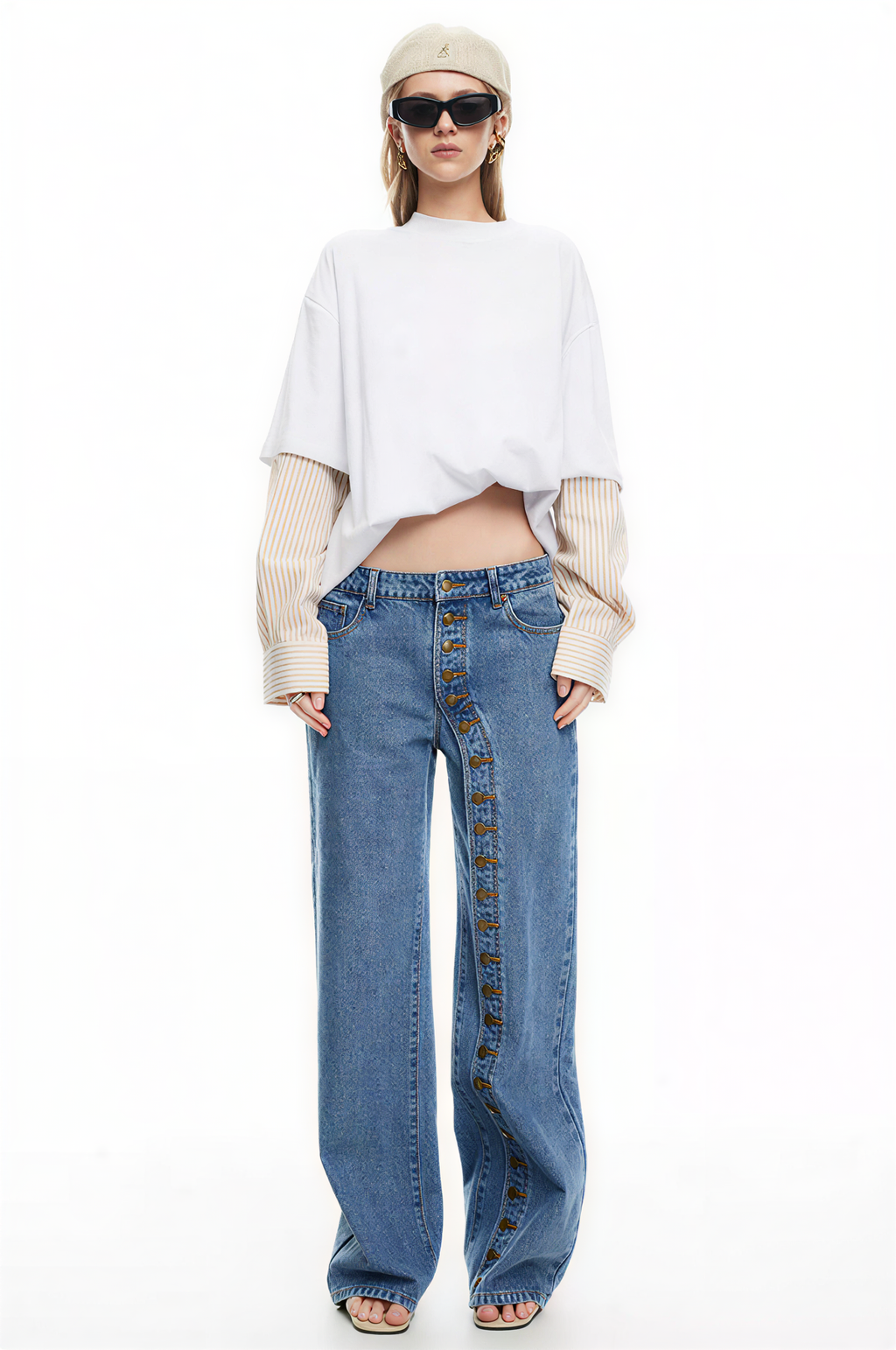 Women's Button Closure Penny Jeans