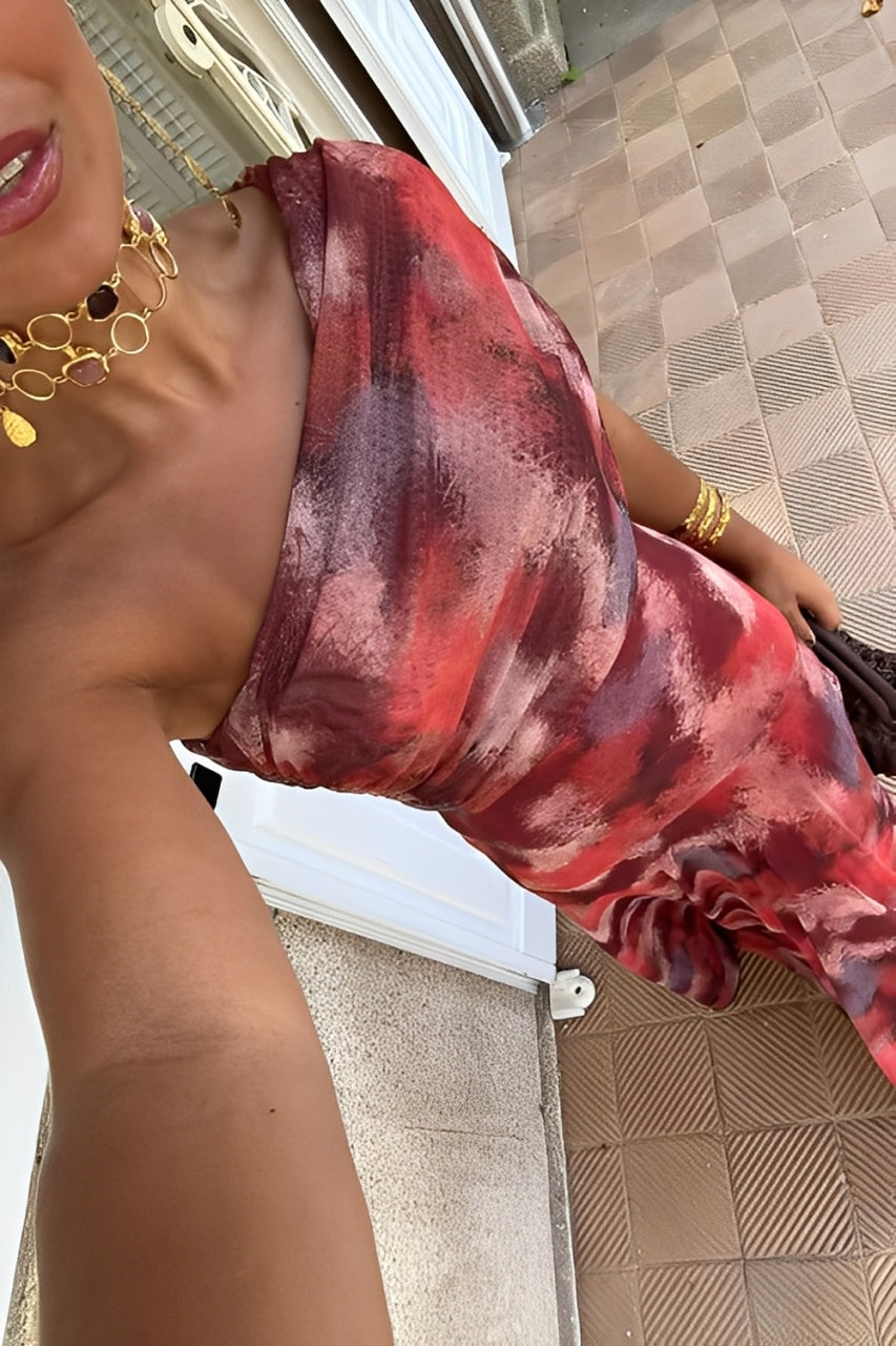 One Shoulder Tie Dye Maxi Dress