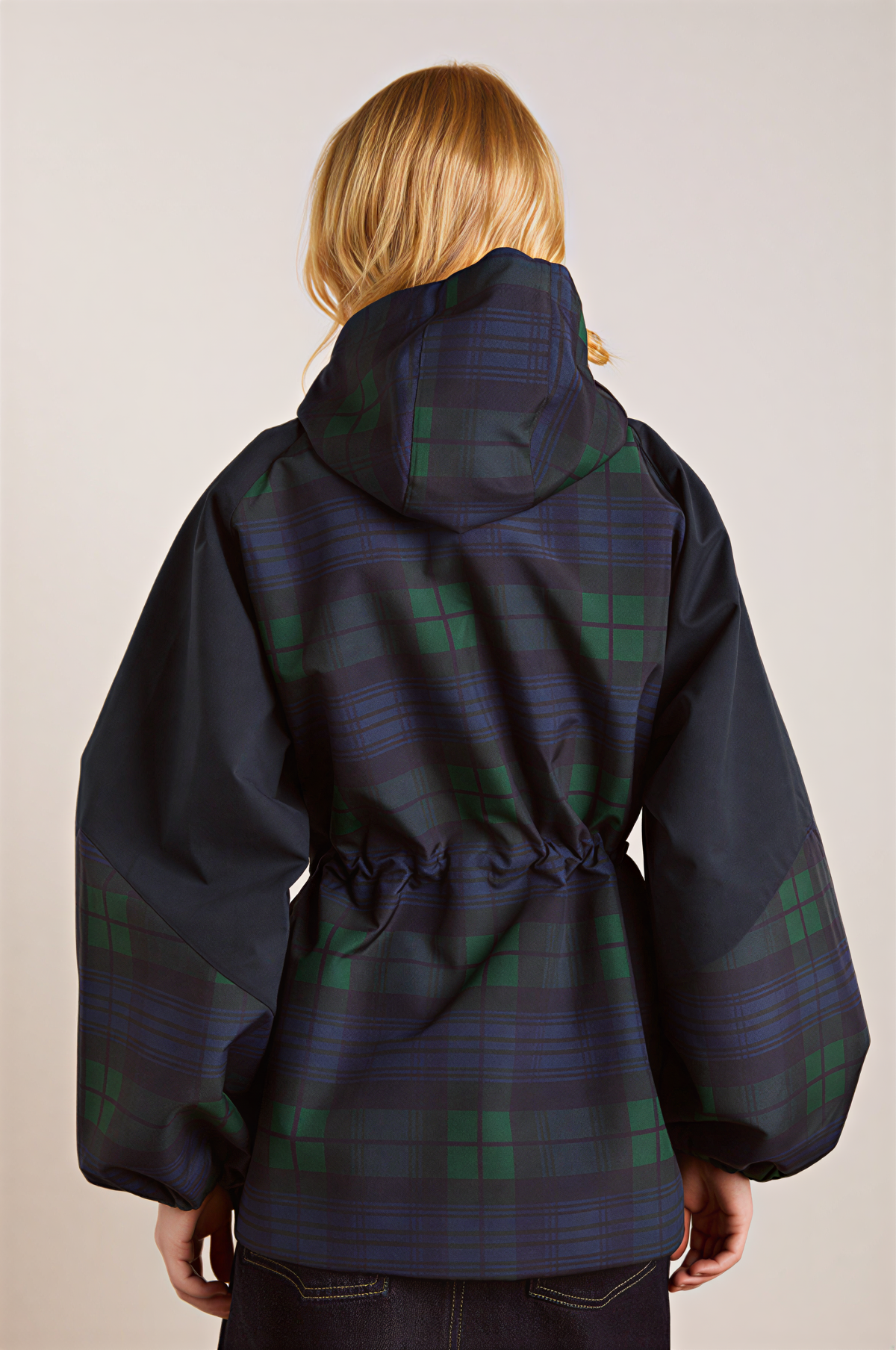 Navy Check Waterproof Raincoat