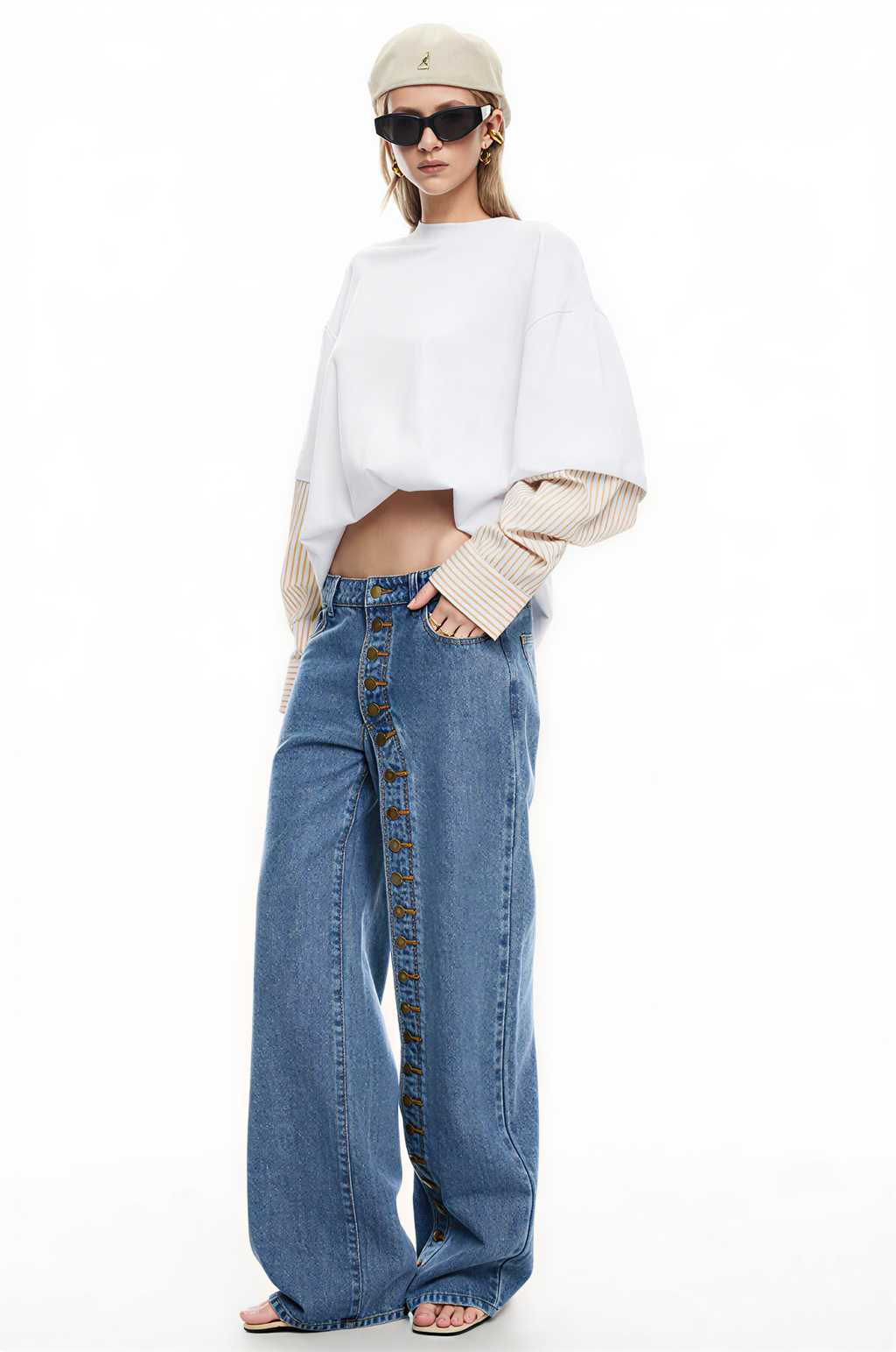 Women's Button Closure Penny Jeans