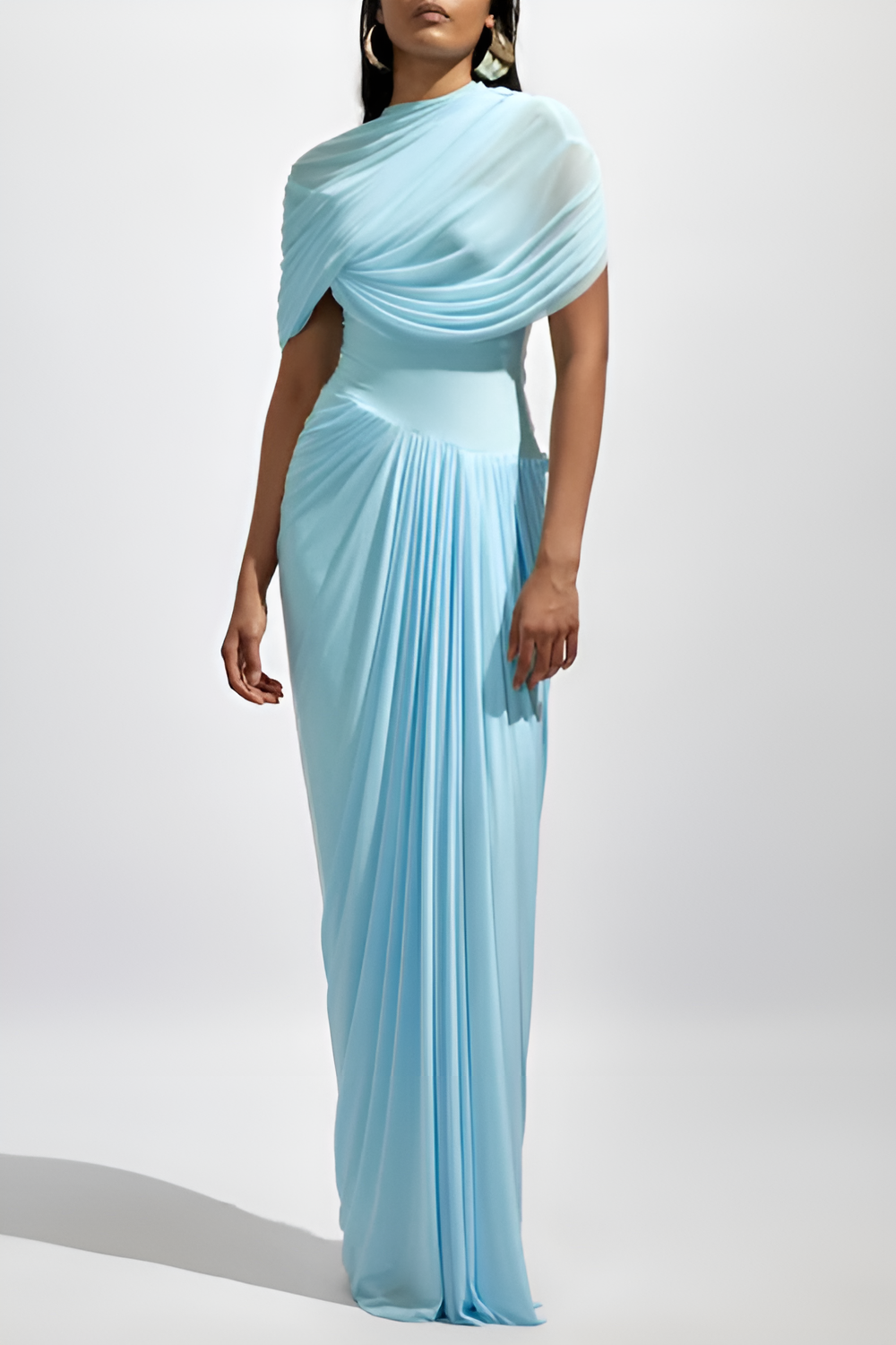 Asymmetric Draped Maxi Dress