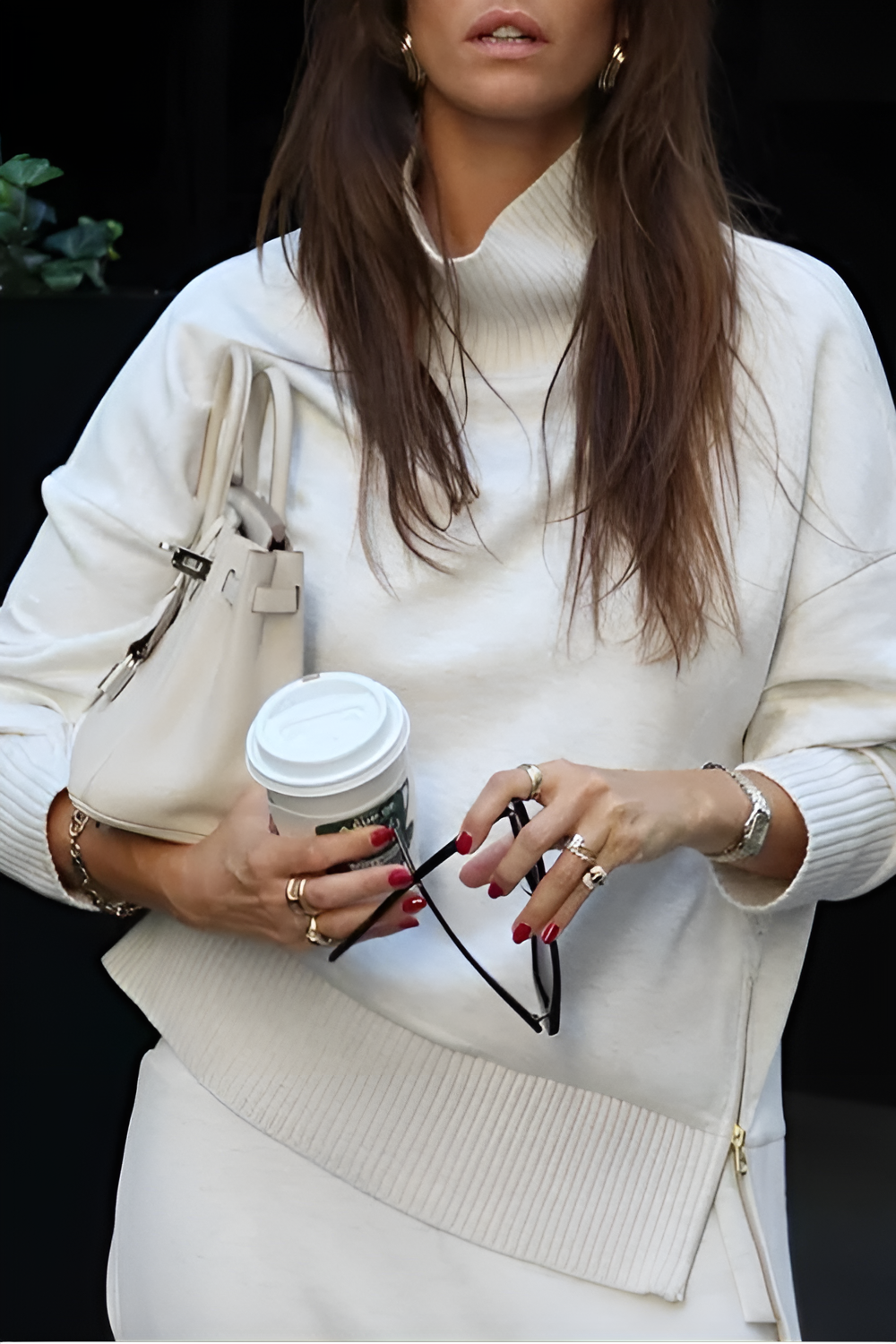 Double Soft Turtleneck Zip Sweatshirt & Pants Set