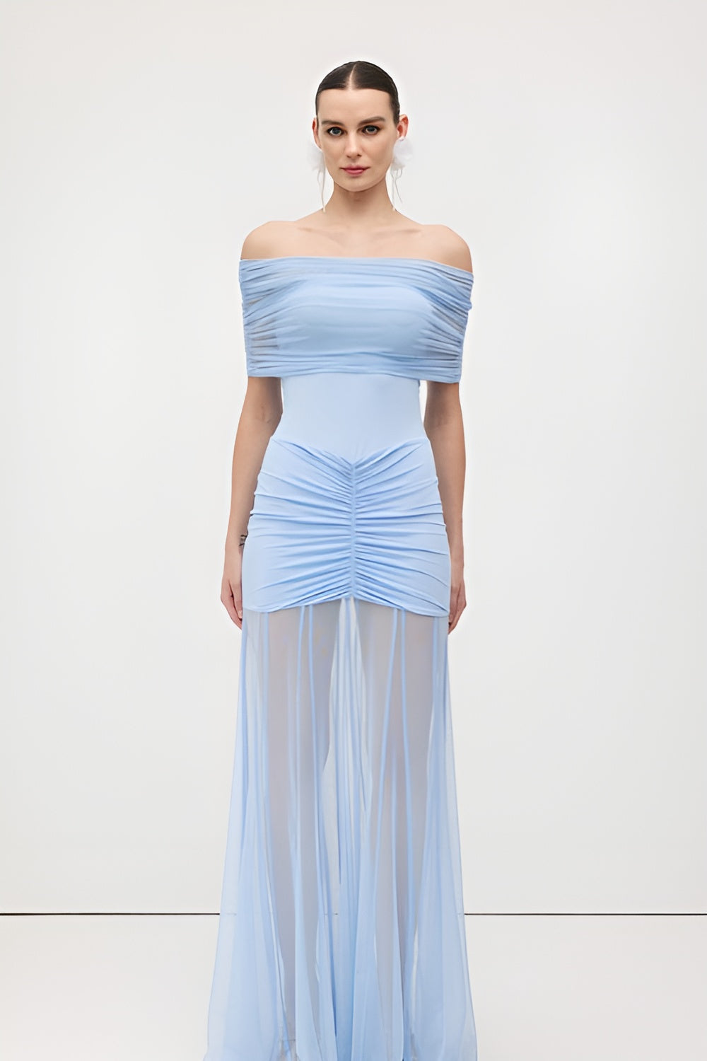 Slinky Off Shoulder Maxi Dress