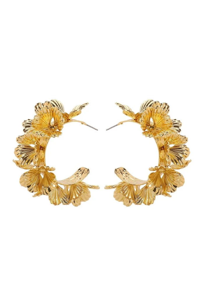 Multi-Layer Floral C-Shaped Earrings